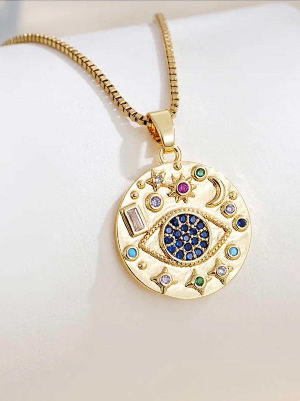 Evil Eye Pendant Necklace NWT Gold Plated PVD Coated - Picture 1 of 2